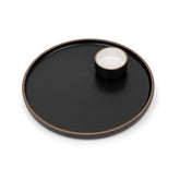 Large Round Ceramic Serving Platter, Black - 1 Platter + 1 Dip Bowl, 75ml Modern Series | Big Serving Plate Set With Matte Finish - Platters Serving Set | Microwave Safe & Dishwasher Safe